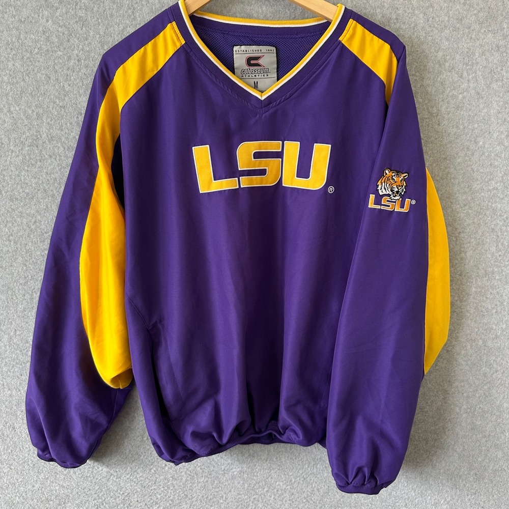 Vintage 90s Y2K LSU Tigers Colosseum Pullover Windbreaker Jacket Size M